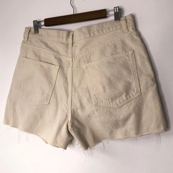 Reformation Amy Button Fly High Rise Cutoff Denim Shorts in Bone - Picture 5 of 8